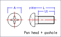 Pan head + gashole screw [metric] Drawing